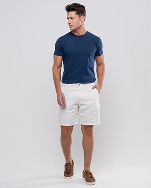 Bermuda Sarja Chino Masculina Básica 24291 Off White
