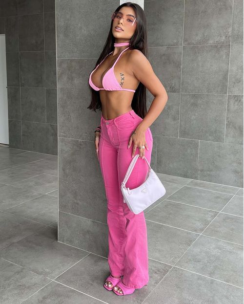 Calça Feminina Flare Rosa com Nervuras Frontais   21599 Rosa