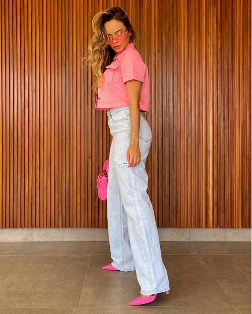 Calça Jeans Feminina Wide Leg Basica Clara   29004 Ice Rasgada