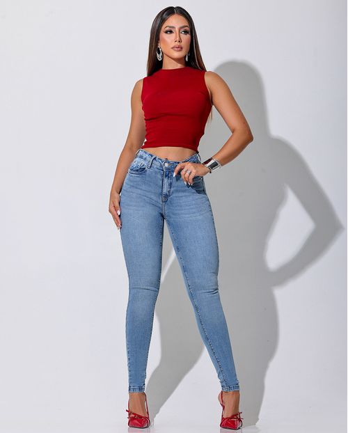 Calça Jeans Skinny Feminina Cintura Média  24376 Sky Vintage