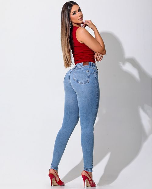 Calça Jeans Skinny Feminina Cintura Média  24376 Sky Vintage