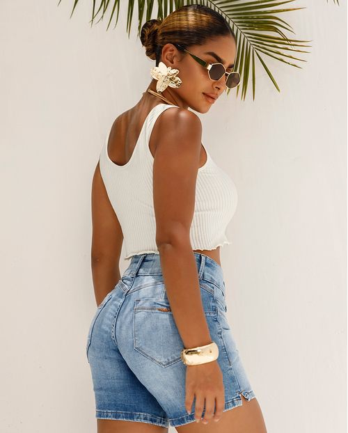 Bermuda Meia Coxa Feminina  23541 Sky Claro