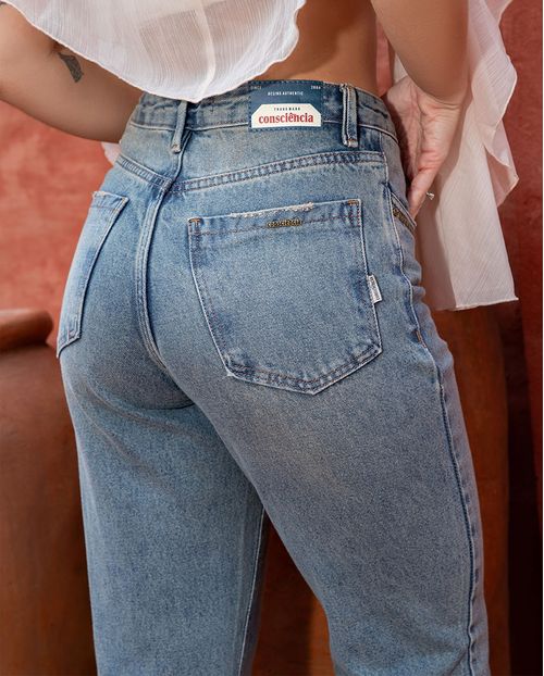 Calça Jeans Reta Feminina Cintura Alta Ana Castela 24409 Sujinha