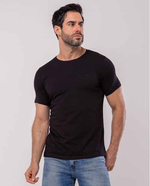 Camiseta de Algodão Egípcio Masculina Básica 80083 Preto