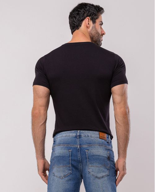 Camiseta de Algodão Egípcio Masculina Básica 80083 Preto