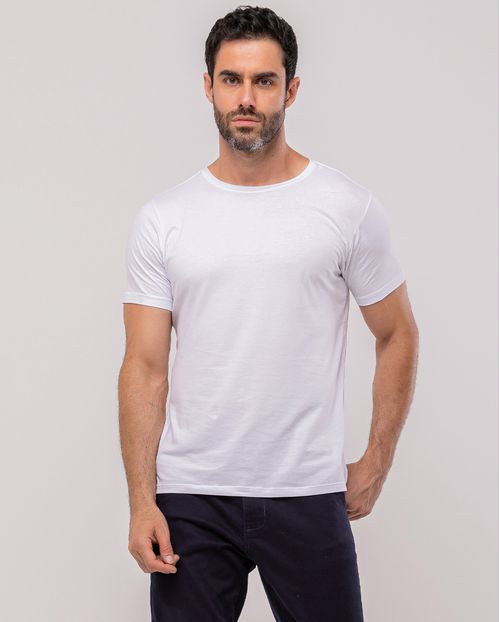Camiseta de Algodão Egípcio Masculina Básica 80083 Branca