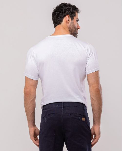 Camiseta de Algodão Egípcio Masculina Básica 80083 Branca