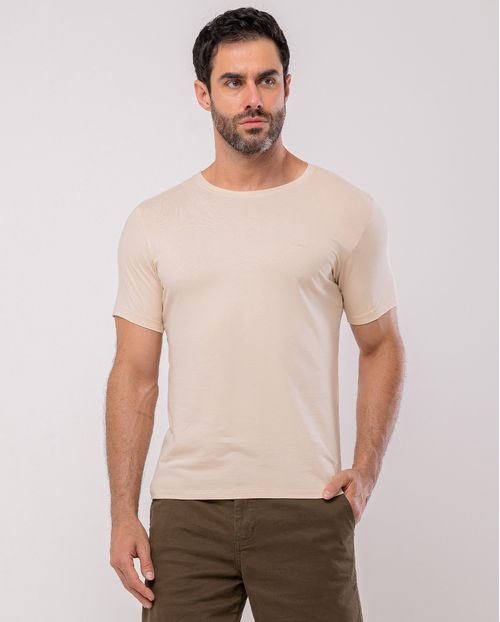 Camiseta de Algodão Egípcio Masculina Básica 80083 Areia