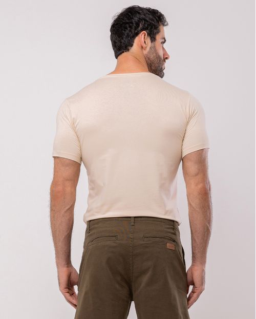Camiseta de Algodão Egípcio Masculina Básica 80083 Areia