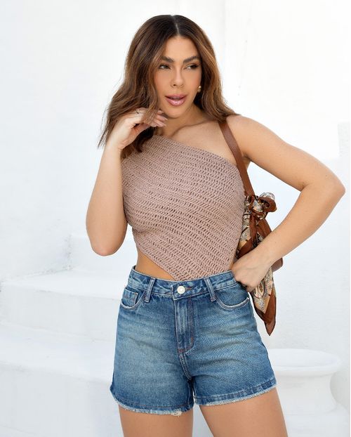 Shorts Jeans Feminino Mom Cintura Alta Ana Castela 24415 Sujinha