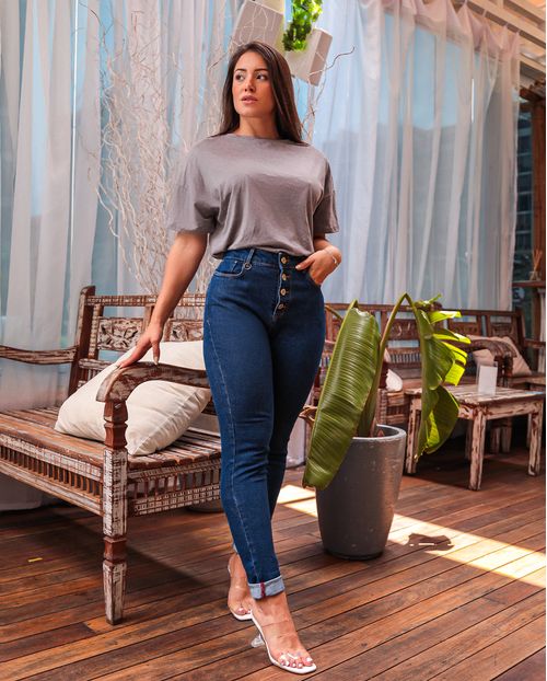Calça Fem Mom C/elastano 20497 Unica