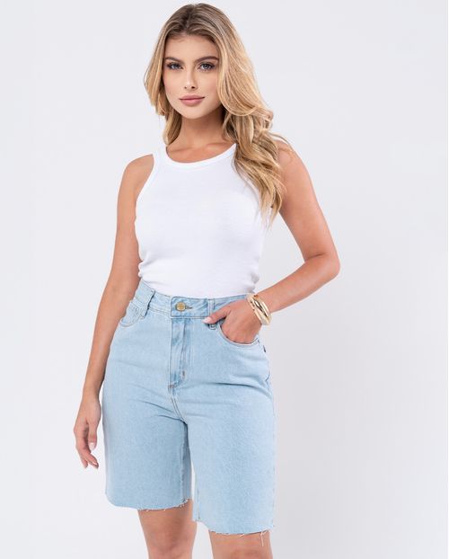 Bermuda Jeans Jorts Feminino Cintura Média Barra No Fio 23572 Clara