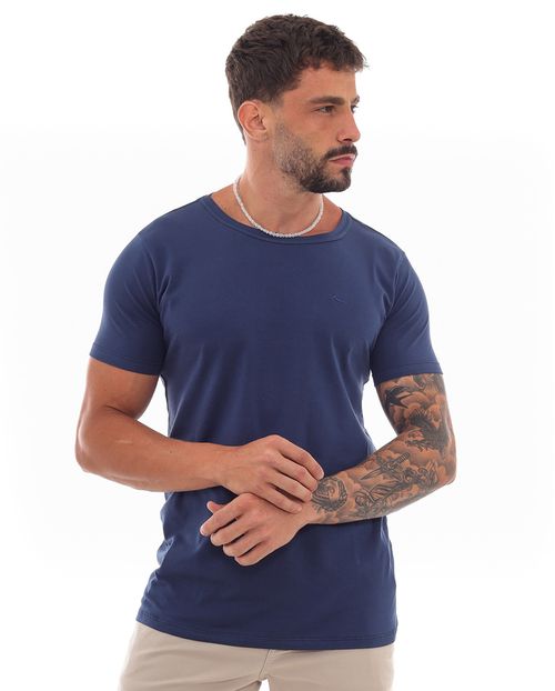 Camiseta de Algodão Egípcio Masculina Básica 80083 Azul Marinho