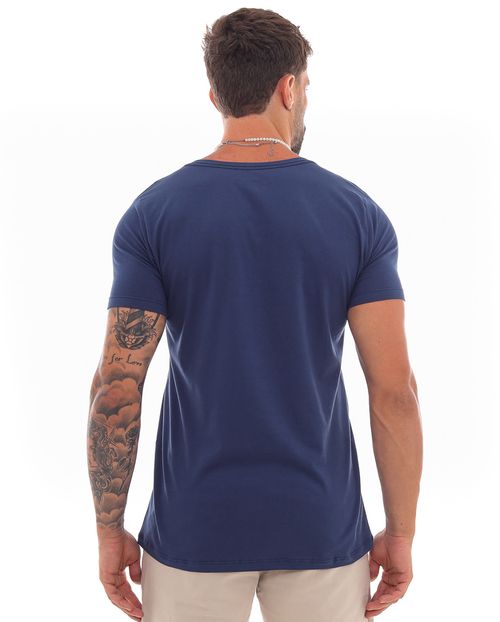 Camiseta de Algodão Egípcio Masculina Básica 80083 Azul Marinho