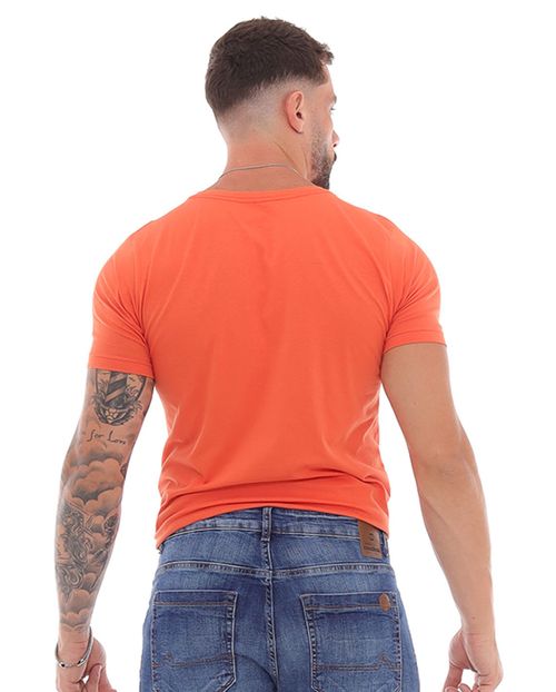 Camiseta de Algodão Egípcio Masculina Básica 80083 Laranja
