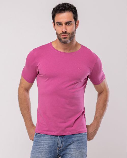 Camiseta de Algodão Egípcio Masculina Básica 80083 Rosa
