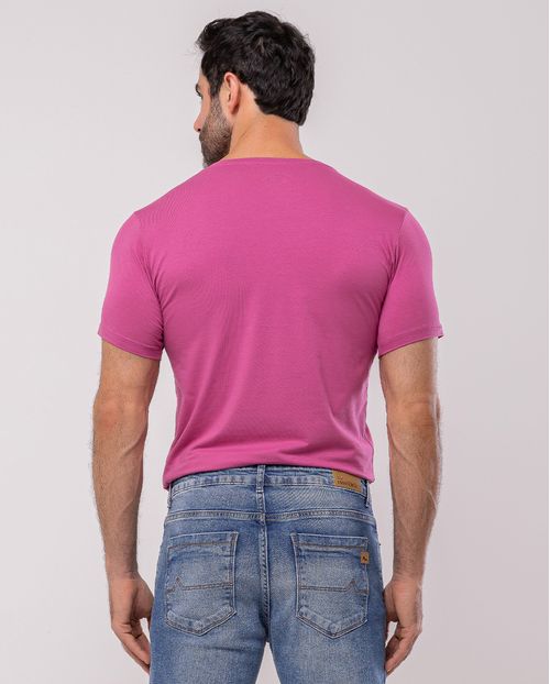 Camiseta de Algodão Egípcio Masculina Básica 80083 Rosa