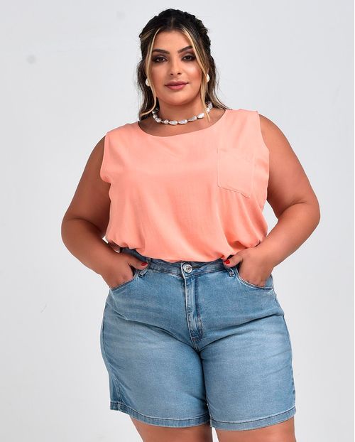 Bermuda Jeans Feminina Meia Coxa Plus Size 24500 Sky Claro