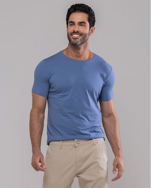 Camiseta de Algodão Egípcio Masculina Básica 80083 Azul