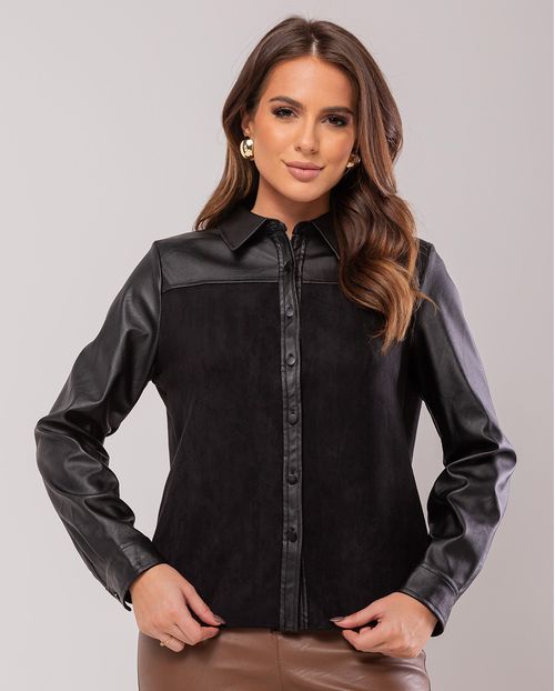 Camisa Feminina Suede  90544 Preto