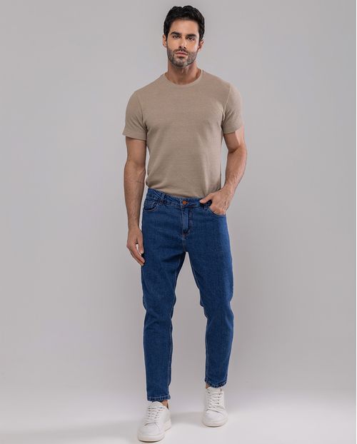 Calça Jeans Slim Fit Masculina Premium Cano Curto 24567 Escura