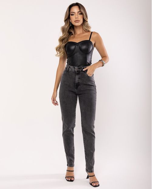 Calça Jeans Mom Feminina Cintura Alta Básica com Elastano 00201 Vintage