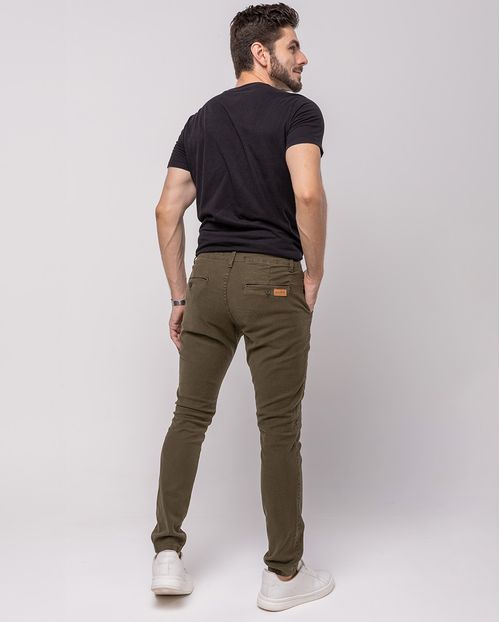 Calça Sarja Chino Masculina Básica 22938 Verde Militar