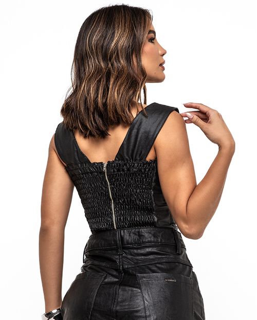 Top Feminino em Material Sintético Regata 24629 Preto