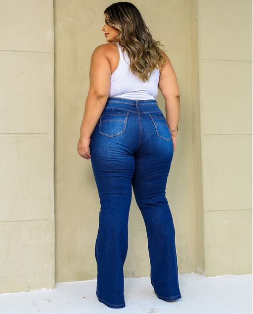Calça Jeans Flare Feminina Plus Size 24384 Escura