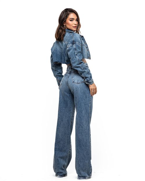 Calça Jeans Feminina Wide Leg Básica Cintura Alta 24578 Sujinha