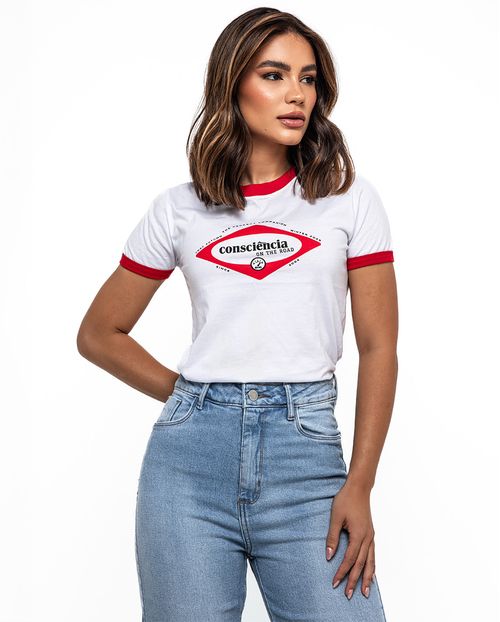 T-Shirt Gola Vermelha Consciência 90557 Off White