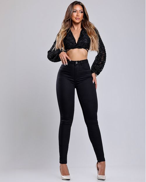 Calça Jeans Skinny Hot Feminina Extreme Power Cintura Alta 00511 Preto