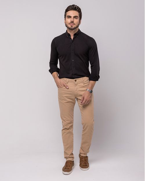 Calça Sarja Masculina Slim Fit Básica 22191 Capuccino