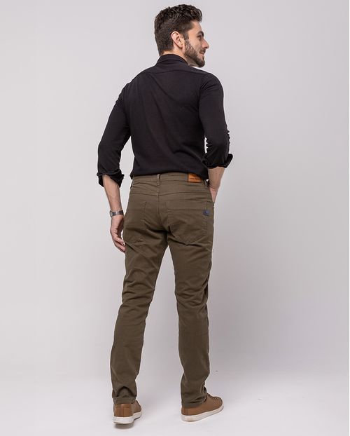 Calça Sarja Masculina Slim Fit Básica 22191 Verde-Militar