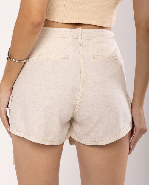 Shorts Sarja Feminino Cintura Média Cós Transpassado 19068 Unica