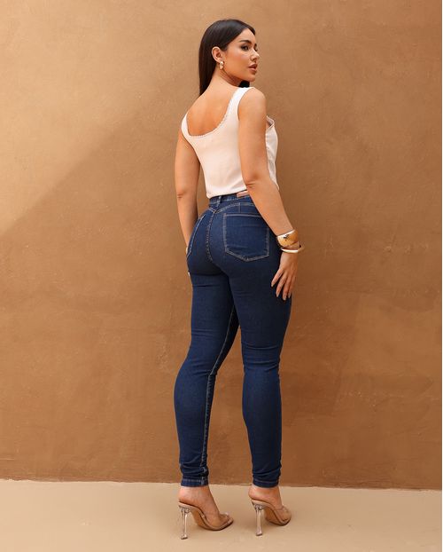 Calça Jeans Skinny Hot Feminina Cintura Alta 00510 Amaciado com Used