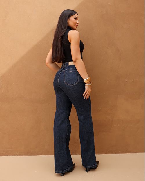 Calça Jeans Feminina Wide Leg 23805 Escura