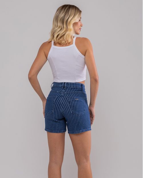 Shorts Jeans Mom Feminino Cintura Alta Risca de Giz 23625 Escura