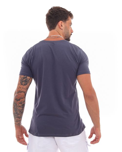 Camiseta de Algodão Egípcio Masculina Básica 80083 Cinza Chumbo