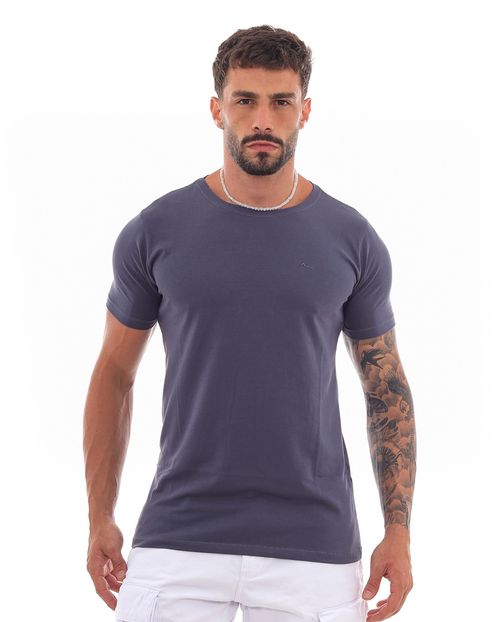 Camiseta de Algodão Egípcio Masculina Básica 80083 Cinza Chumbo