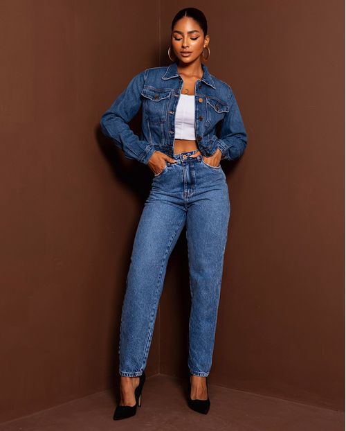 Calça Jeans Mom Feminina Básica 00102 Sky