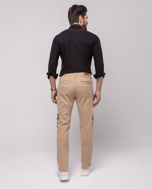 Calça Sarja Cargo Masculina Premium Cargo 24634 Bege