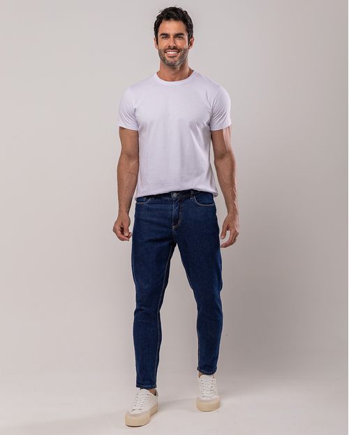 Calça Jeans Slim Fit Masculina Premium Cano Curto 24567 Amaciado
