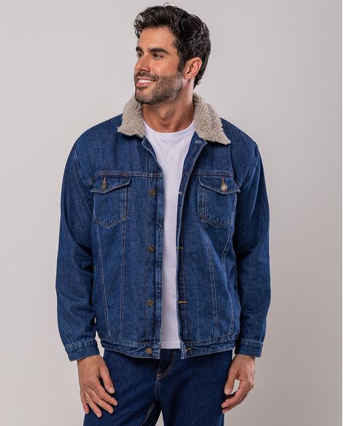 Jaqueta Jeans Rider Masculina Pelo Interno 22570 Escura