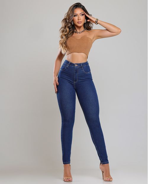 Calça Jeans Skinny Hot Feminina Cintura Alta 00510 Escura