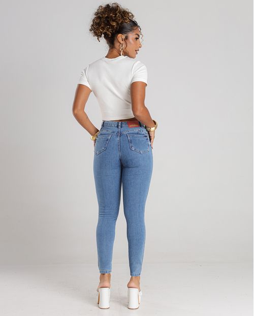Calça Jeans Skinny Bielastico Extreme Power Feminina Cintura Média Básica 23397 Média