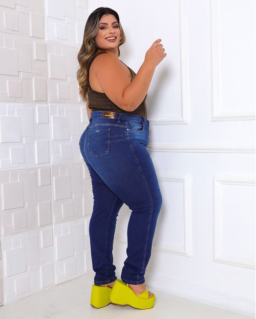 Calça Jeans Skinny Feminina Plus Size 24683 Escura