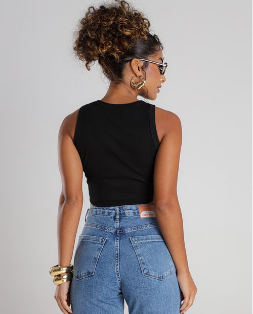 Calça Jeans Straight Feminina Cintura Alta com Bordado Ana Castela 24316 Clara