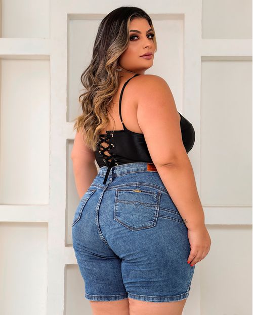 Bermuda Jeans Feminina Meia Coxa Plus Size 24554 Sky
