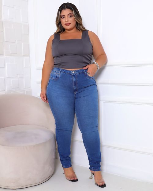 Calça Jeans Skinny Feminina Plus Size 24682 Sky Médio